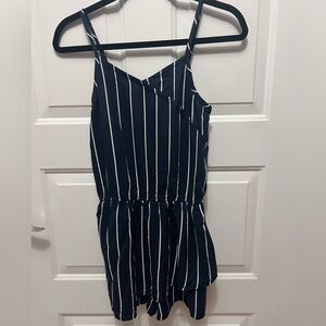 Abercrombie Kids Girls Navy and White Striped Romper Size 13/14
